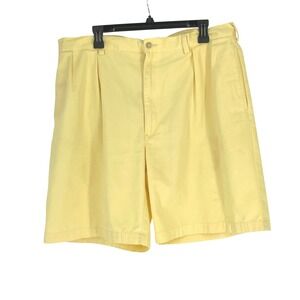 Polo Ralph Lauren Mens Tyler Shorts 38 Pleated Chino Yellow Cotton Classic Fit